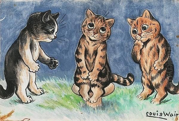 Meeting By Moonlight Oil Painting by Louis Wain