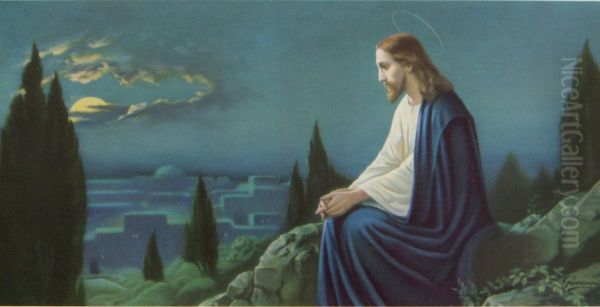 Christus am Olberg Oil Painting by Josef Untersberger