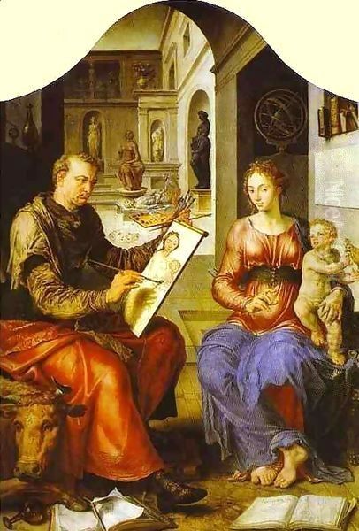 St Luke Painting The Virgin 1545-50 Oil Painting by Lili Orszag