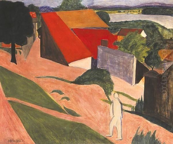 Detail of Szentendre c 1930 Oil Painting by George Loftus Noyes