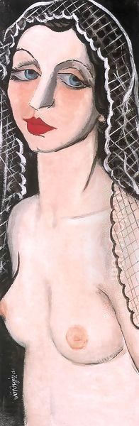 Half Nude with Veil c 1933 Oil Painting by George Loftus Noyes