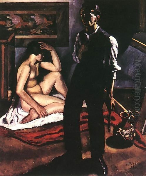 Painter with Model 1924 Oil Painting by George Loftus Noyes