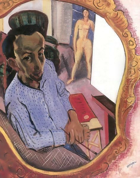 Self portrait in a Mirror 1933 Oil Painting by George Loftus Noyes