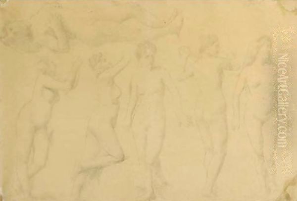 Study of nudes Oil Painting by Ignace Henri Jean Fantin-Latour