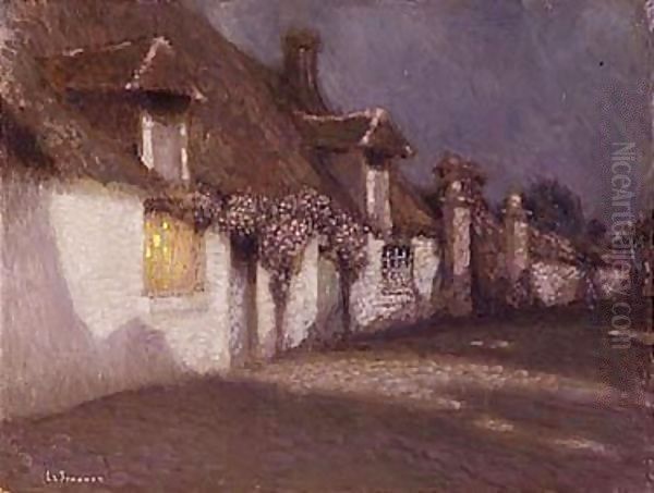 Les Chaumieres Au Clair-De-Lune Oil Painting by Henri Eugene Augustin Le Sidaner