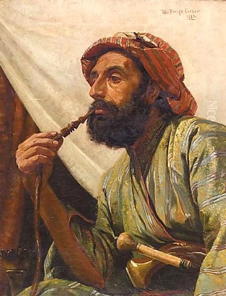 Portrait Of A Man Smoking A Hookah Oil Painting by William Savage Cooper