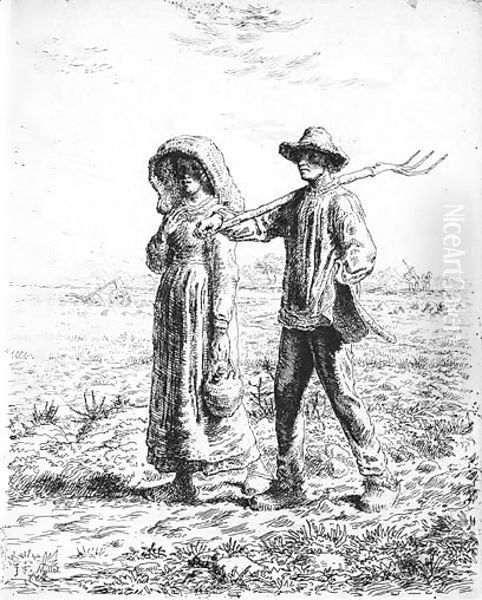 Le Depart Pour Le Travail Oil Painting by Jean-Francois Millet