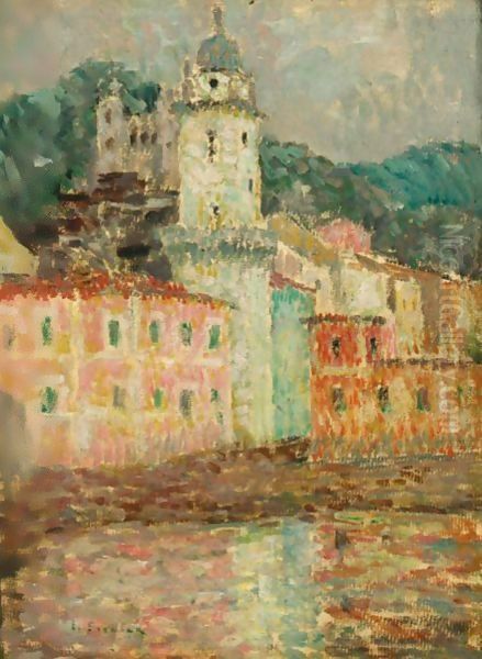 L'Eglise Dolceaqua Oil Painting by Henri Eugene Augustin Le Sidaner
