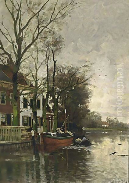 Unloading The Freight Oil Painting by Fredericus Jacobus Van Rossum Chattel