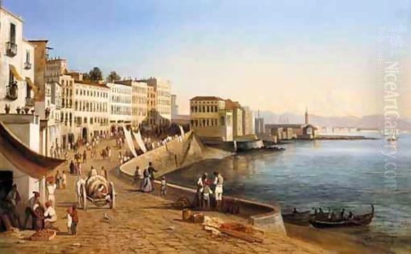 View Over Naples Oil Painting by Felix Fouihouze