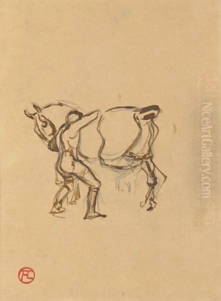 Cavalier Sellant Son Cheval Oil Painting by Henri De Toulouse-Lautrec