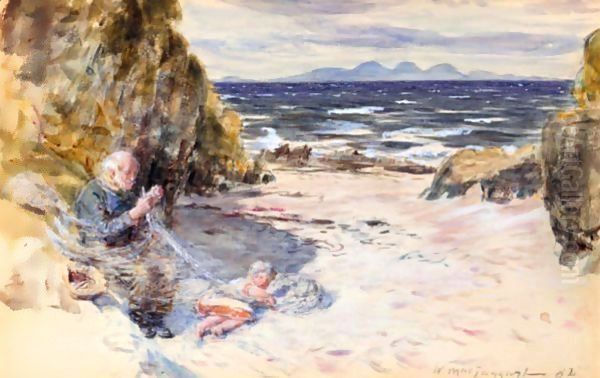 Mending The Nets Oil Painting by William McTaggart