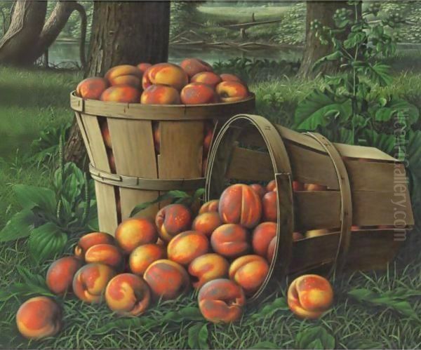 Baskets Of Peaches Oil Painting by Levi Wells Prentice