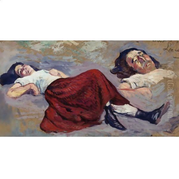 Jeune Femme Allongee Oil Painting by Maximilien Luce