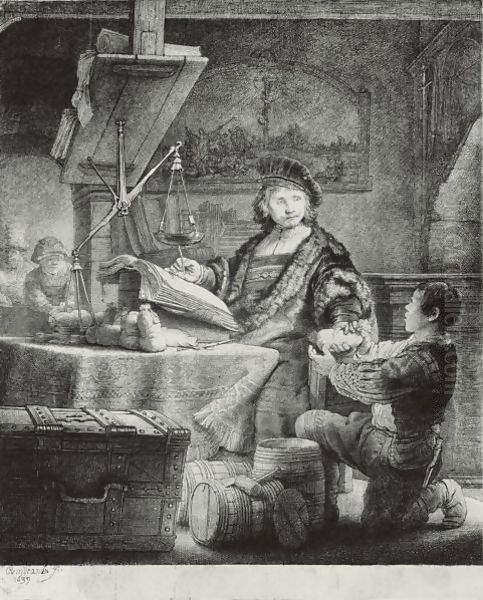 Jan Uytenbogaert, 'The Goldweigher' Oil Painting by Rembrandt Van Rijn