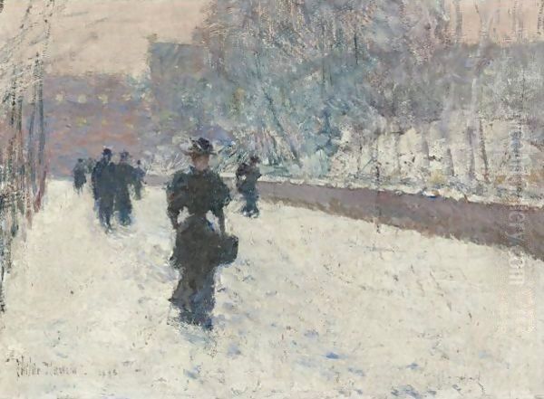 Promenade-Winter New York Oil Painting by Frederick Childe Hassam