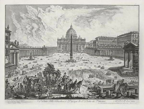 Veduta Della Basilica E Piazza Di S. Pietro In Vaticano Oil Painting by Giovanni Battista Piranesi