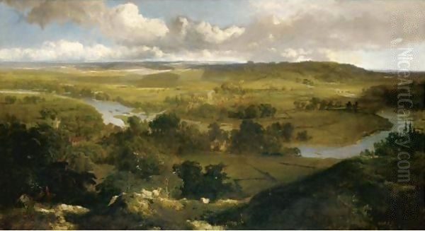 Streatley And Goring On Thames Oil Painting by Edmund John Niemann, Snr.