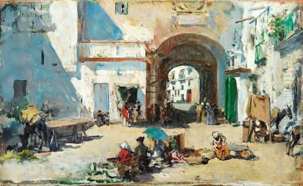 Scene De Rue Oil Painting by Raimundo de Madrazo y Garreta