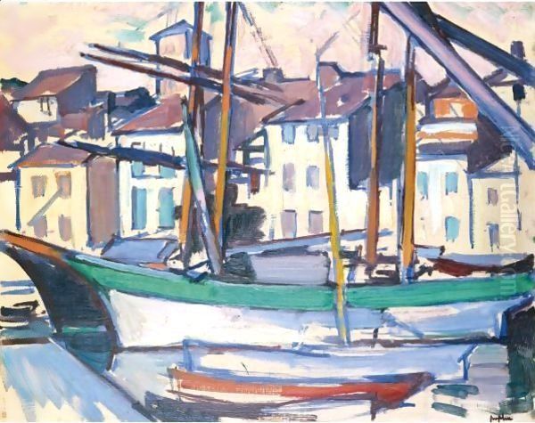 Cassis Harbour Oil Painting by Samuel John Peploe