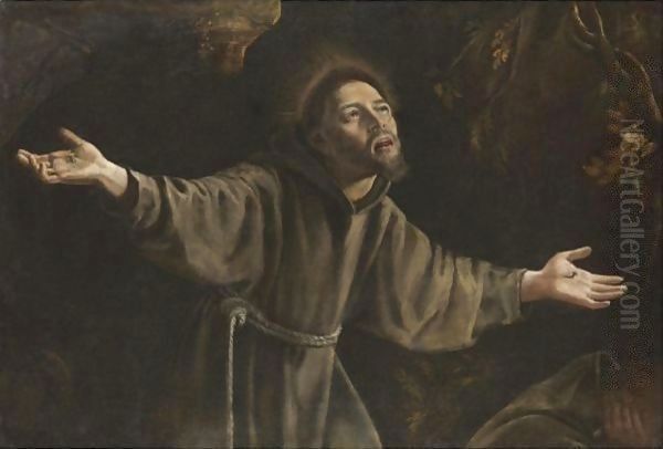 Saint Francis In Ecstasy Oil Painting by Orazio Gentileschi