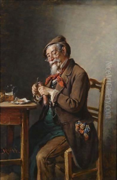 The Peasant's Meal Oil Painting by Hermann Kern