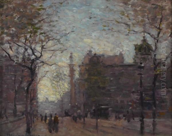 Study For 'Rainy Day, Columbus Circle' Oil Painting by Paul Cornoyer