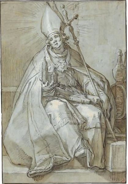 Saint Willibrord Oil Painting by Abraham Bloemaert