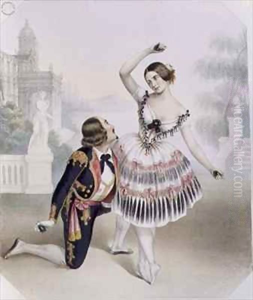 Fanny Cerrito (1817-1909) and S. Leon of Her Majesty's Theatre in 'La Manolla' Oil Painting by Numa Blanc