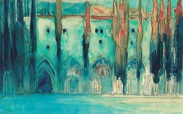 Decor design for la Pisanelle Oil Painting by Lev Samoilovich Bakst