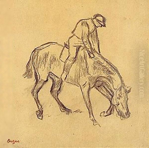 Cheval Monte S'Abreuvant Oil Painting by Edgar Degas