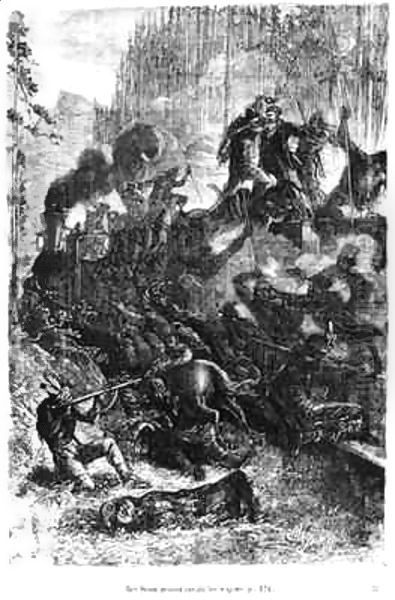 Sioux Attacking the Train Oil Painting by Hippolyte Leon Benett