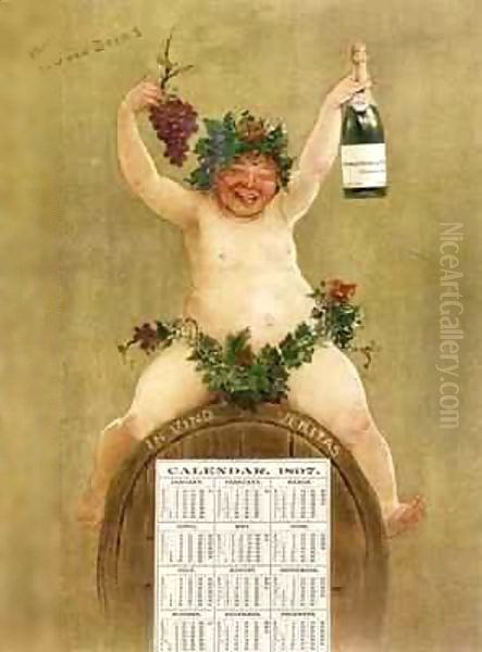 Promotional Calendar for Pfungst Freres Champagne Oil Painting by Jan van Beers