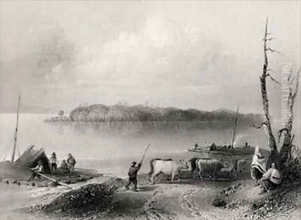 Navy Island, Niagara River, Ontario, Canada Oil Painting by William Henry Bartlett