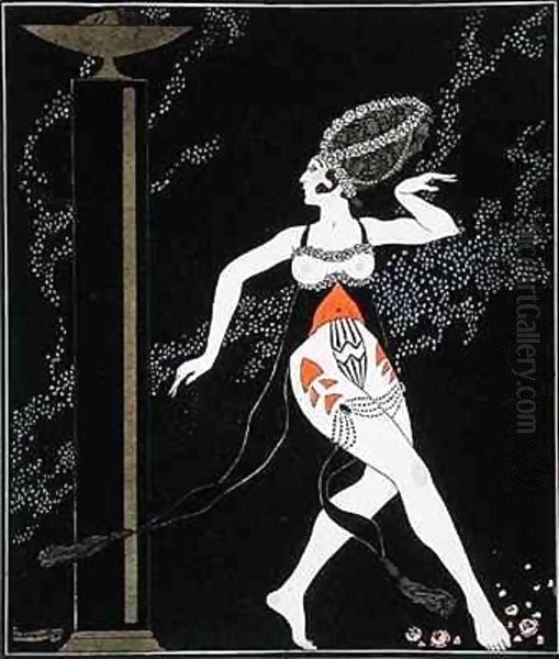 Ballet scene with Tamara Karsavina (1885-1978) Oil Painting by Georges Barbier