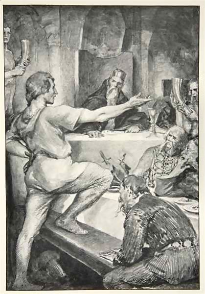 Beowulf replies haughtily to Hunferth Oil Painting by John Henry Frederick Bacon
