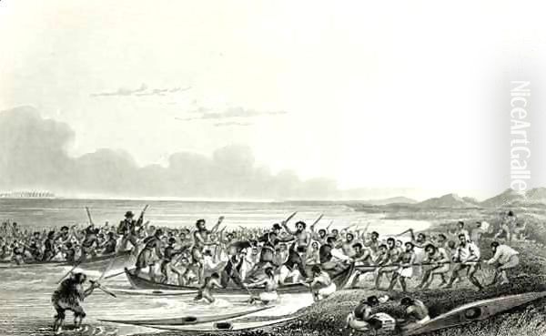 The Eskimoes Pillaging the Boats Oil Painting by Sir George Back