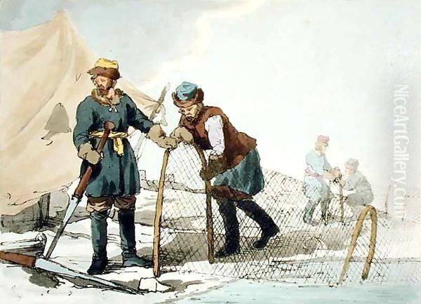 Winter Fishing Oil Painting by John Augustus Atkinson