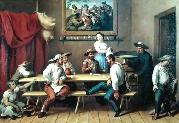 Interior of an Inn Oil Painting by Jose Agustin Arrieta