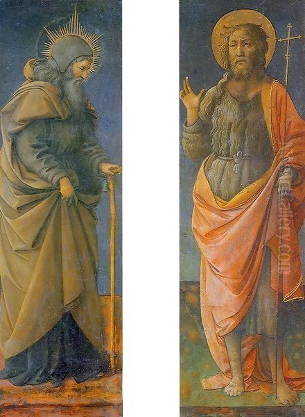 St Anthony Abbot and St John the Baptist Oil Painting by Fra Filippo Lippi