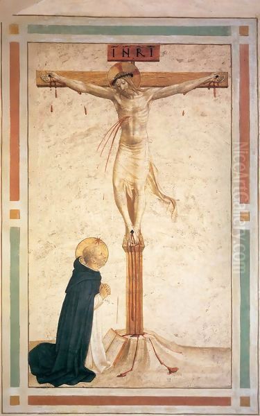 Crucifixion with St Dominic (Cell 17) Oil Painting by Angelico Fra