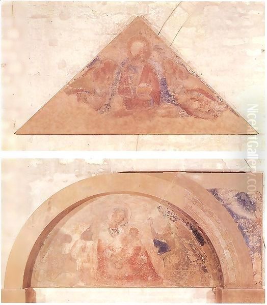 Saviour Blessing (tympanum) and Madonna of Humility (lunette) by Simone Martini