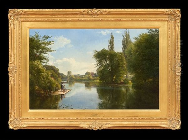 Fishing From The Dock Oil Painting by Carl Frederik Peder Aagaard