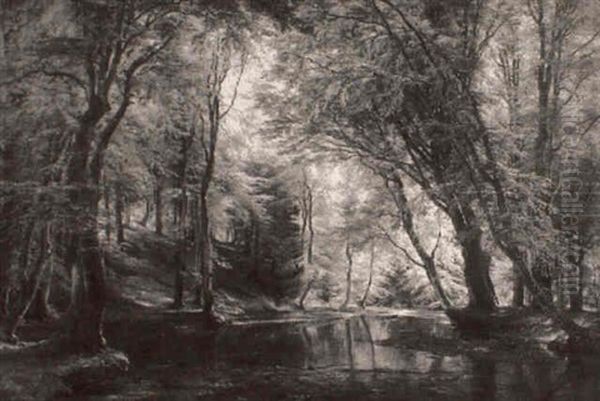 Deep In The Forest Oil Painting by Carl Frederik Peder Aagaard