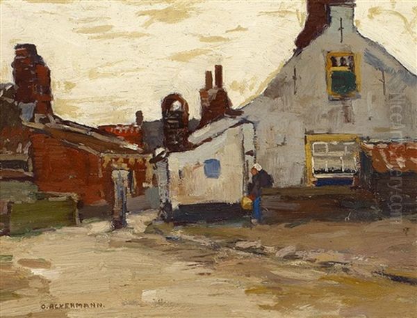 Dorfstrase Oil Painting by Otto Ackermann