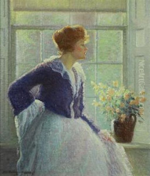Lady By A Window Oil Painting by Woodhull Adams