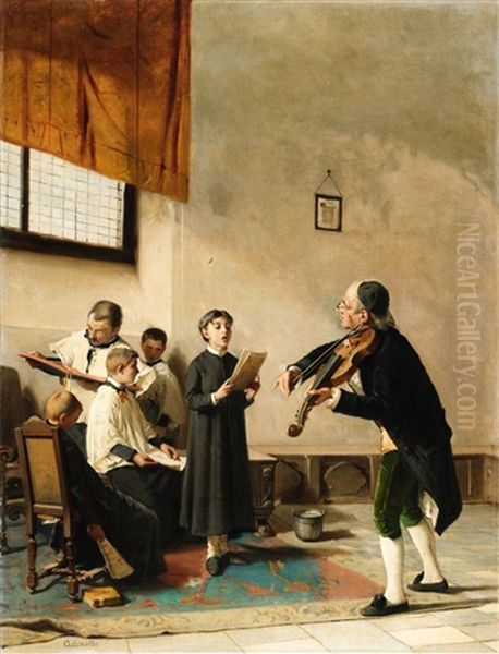 The Music Lesson Oil Painting by Carlo Ademollo