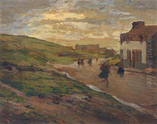 Promenade Dans Le Village Oil Painting by Jules Adler