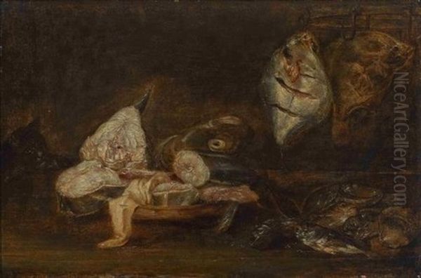 Fischstillleben Mit Katze Oil Painting by Alexander Adriaenssen the Elder