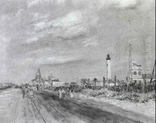 Plage A Brighton Oil Painting by Lucien Adrion